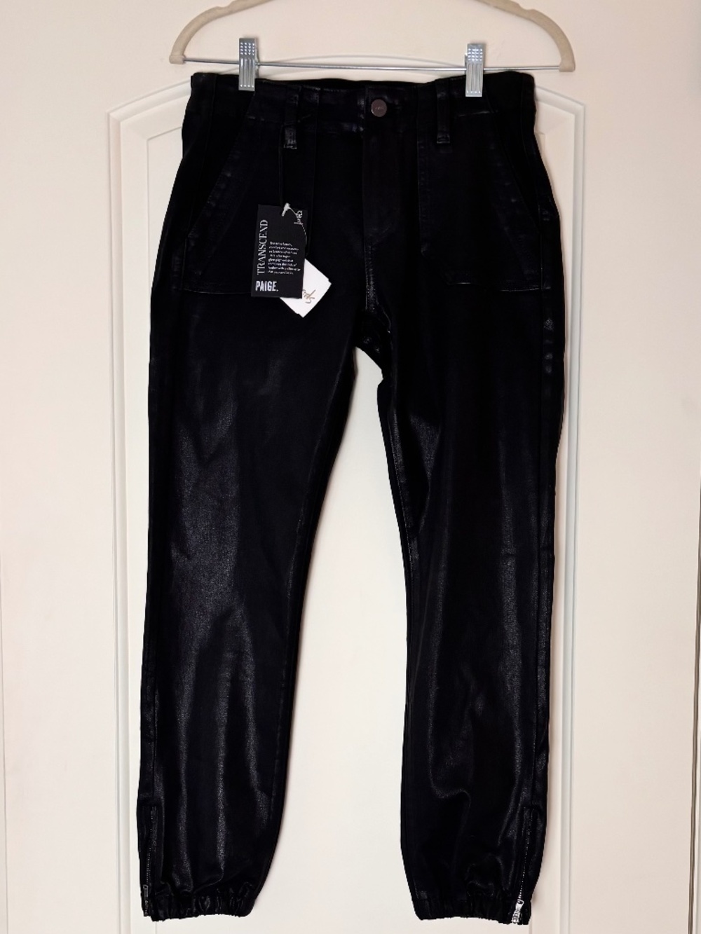 PAIGE Mayslie Denim Jogger Black Fog Luxe Coating NWT Sz 25